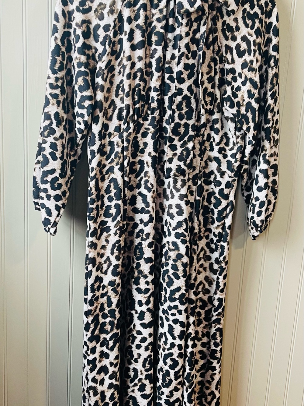 Leopard Print Women's bow top dress Black & Cream